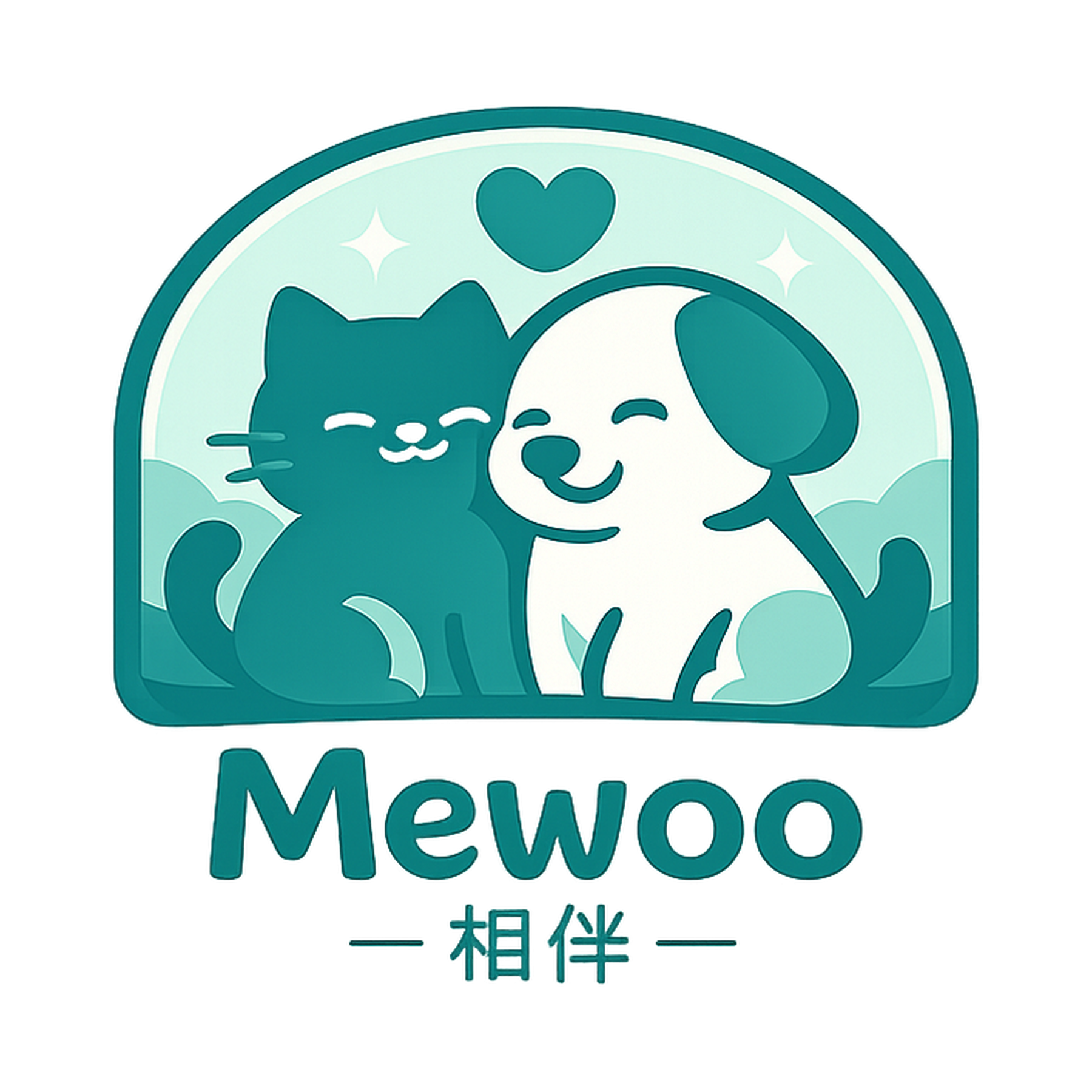 Mewoo launch screen with a cat and dog